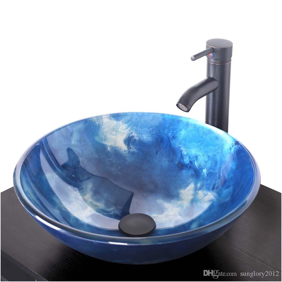Inspirational Blue Glass Vessel Sinks for Bathrooms