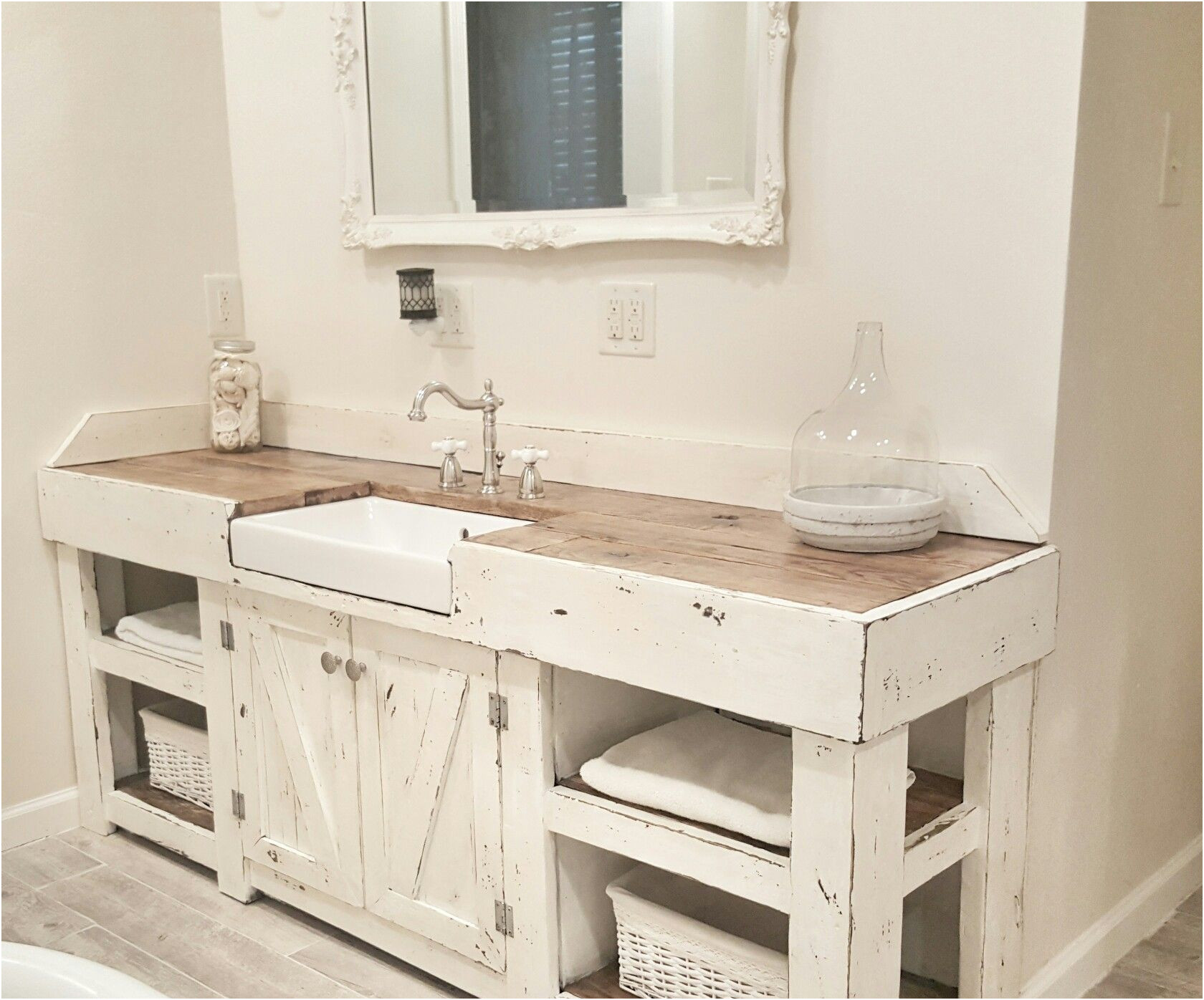 Beautiful French Farmhouse Style White Bathroom Sink Units