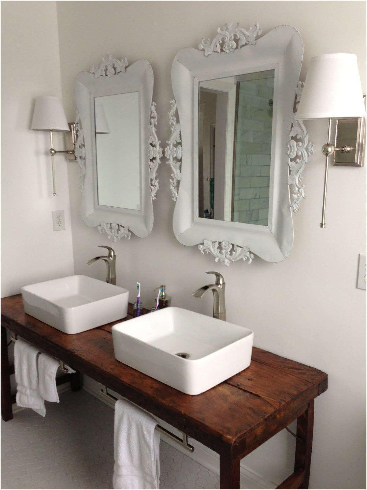 Beautiful French Farmhouse Style White Bathroom Sink Units