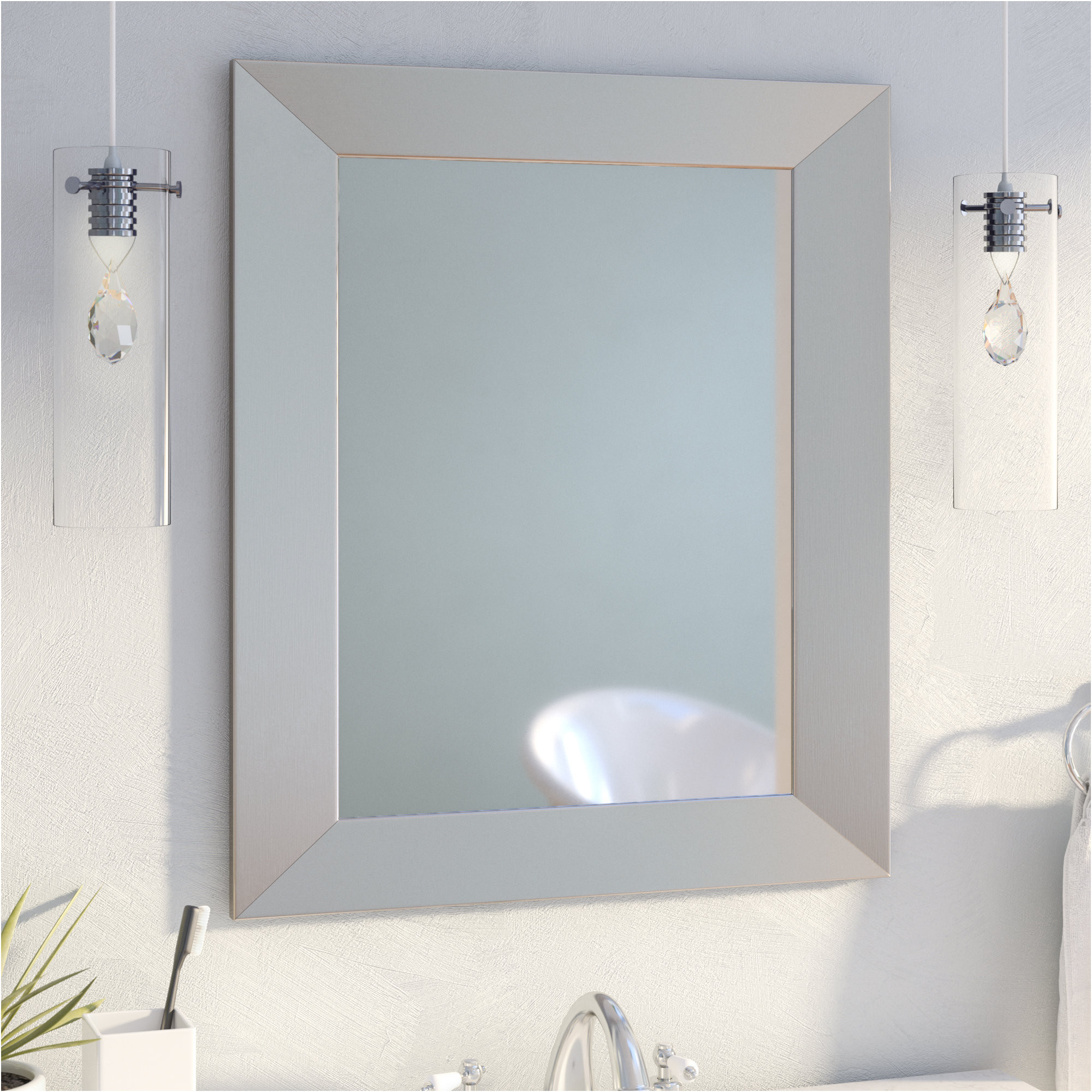 Beautiful Rectangular Bathroom Wall Mirror with Beveled Edge