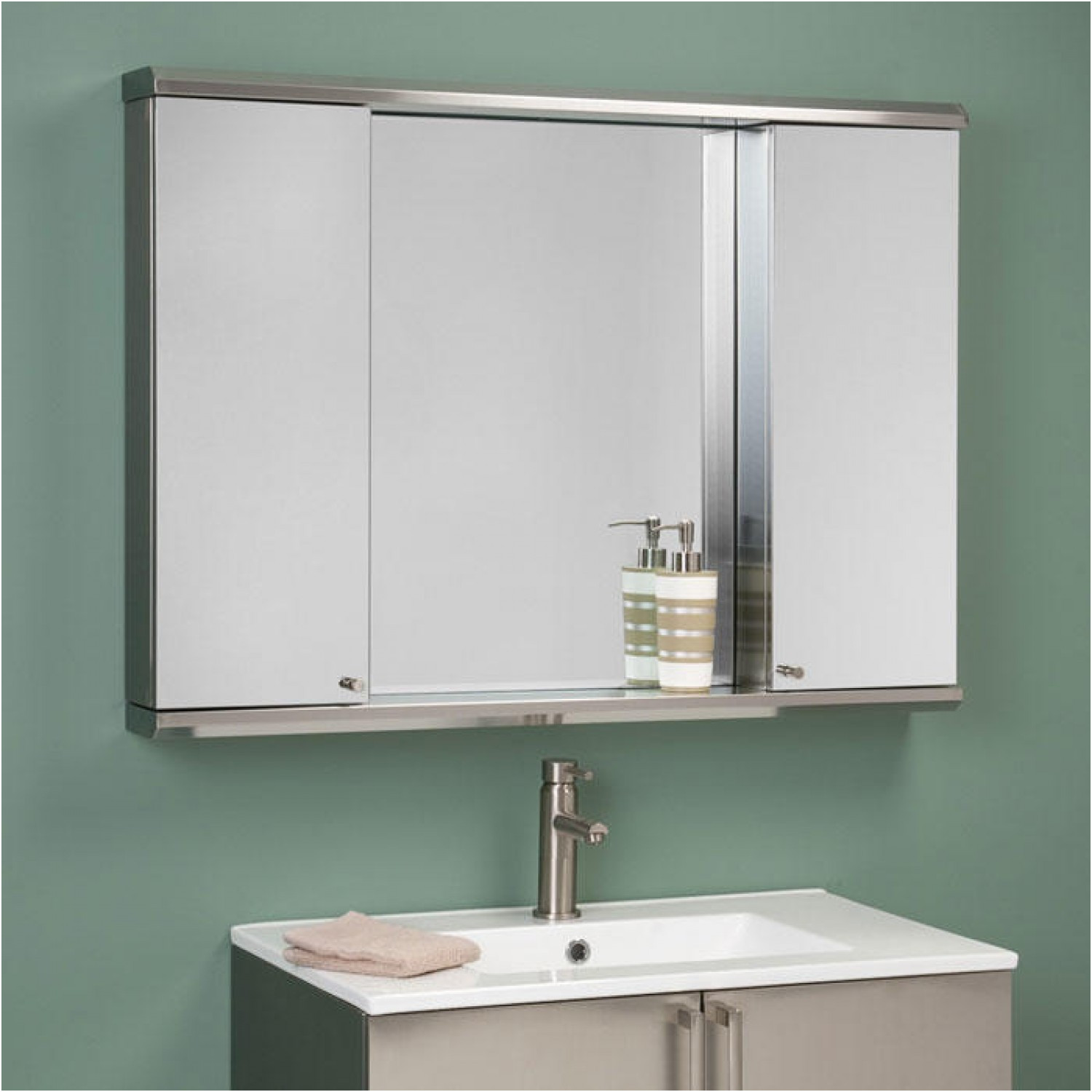 Best Of Three Door Mirrored Bathroom Cabinet