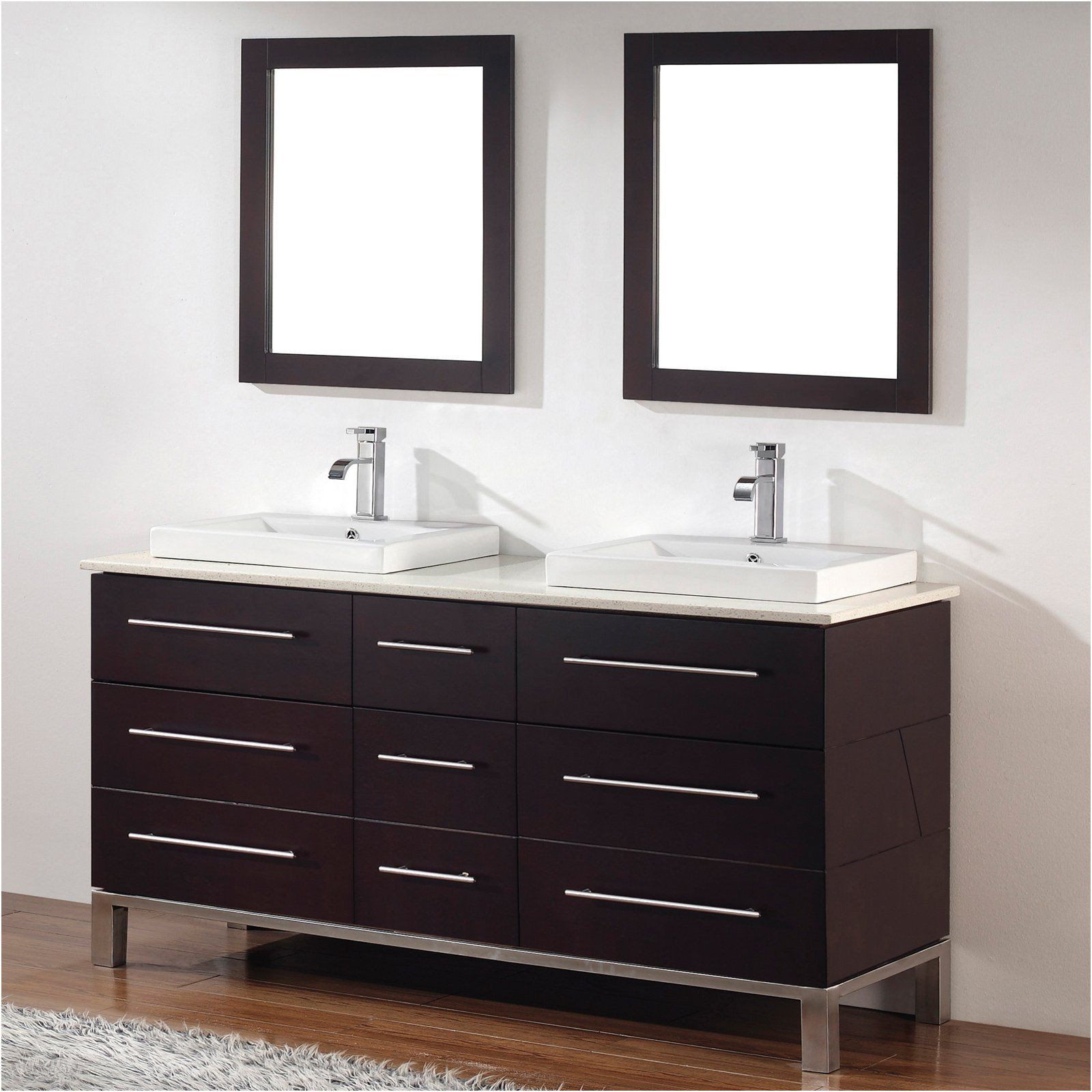 Elegant Virtu Ava 48 Inch Single Sink White Bathroom Vanity Set