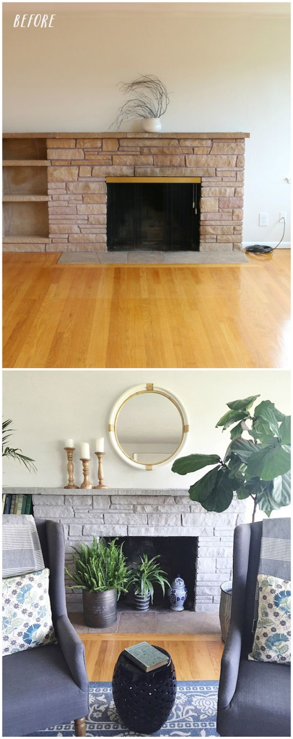 New Fireplace Remodel before and after