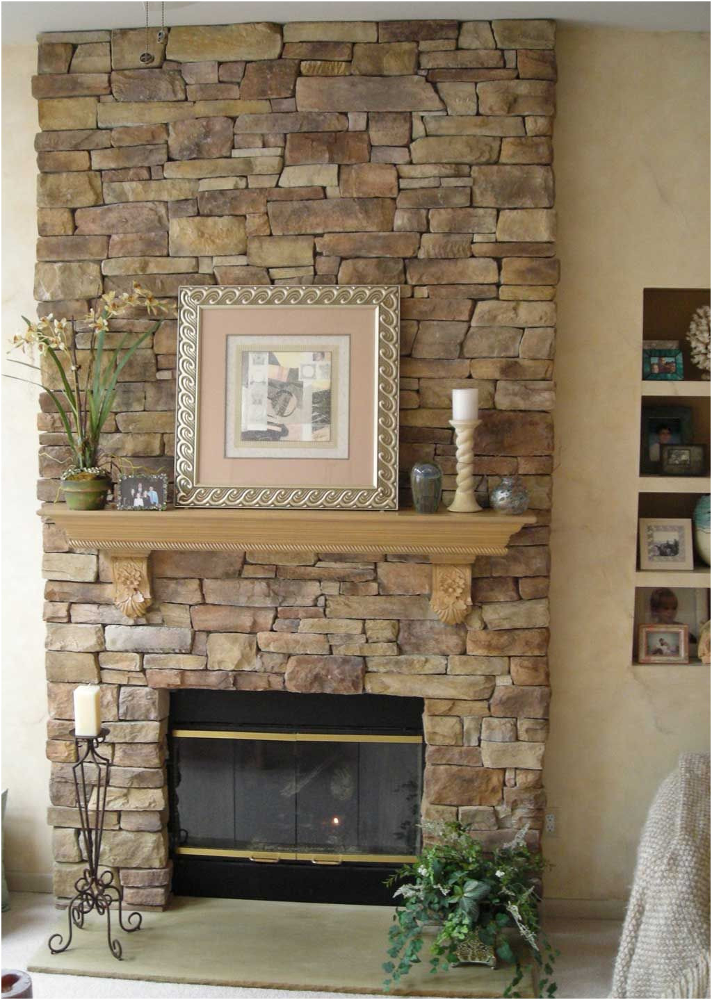New Fireplace Stacked Stone Ideas