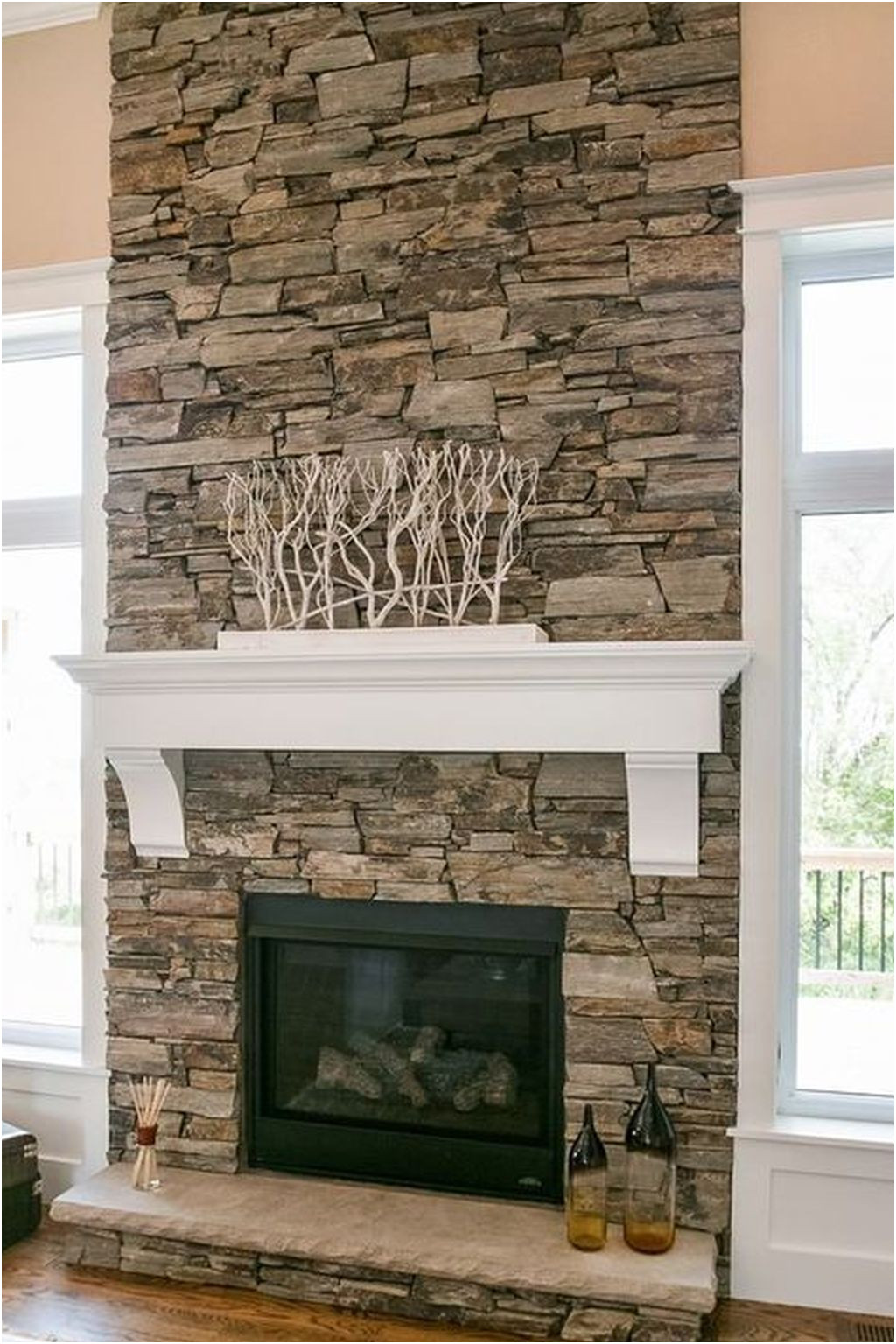 Luxury Stacked Stone Fireplace Ideas